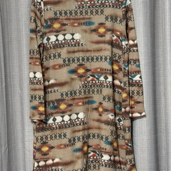 Patterned Tan Cardigan Sweater - Picture 2 of 4